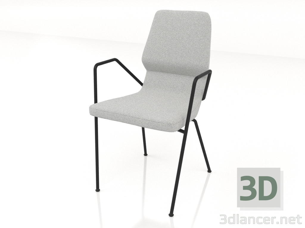 modello 3D Sedia su gambe in metallo D16 mm con braccioli in metallo - anteprima