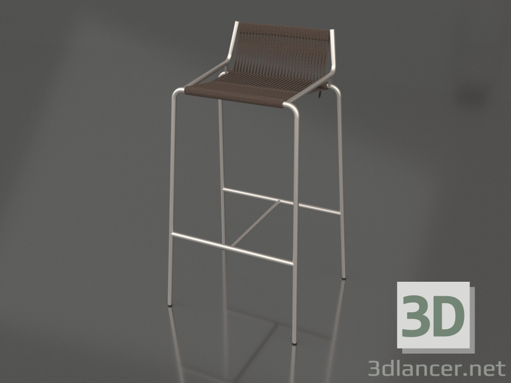 3d model Bar stool Noel H77 (Steel Base, Wool Flag Halyard Dark Grey) - preview