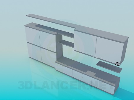 3d модель Мебельная стенка – превью 3d модель Мебельная стенка – превью