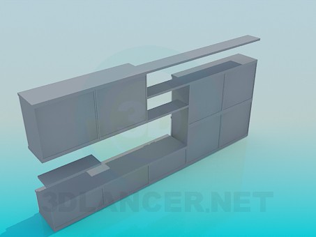 3d модель Мебельная стенка – превью 3d модель Мебельная стенка – превью
