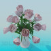 3d model Jarrón con rosas rosas - vista previa