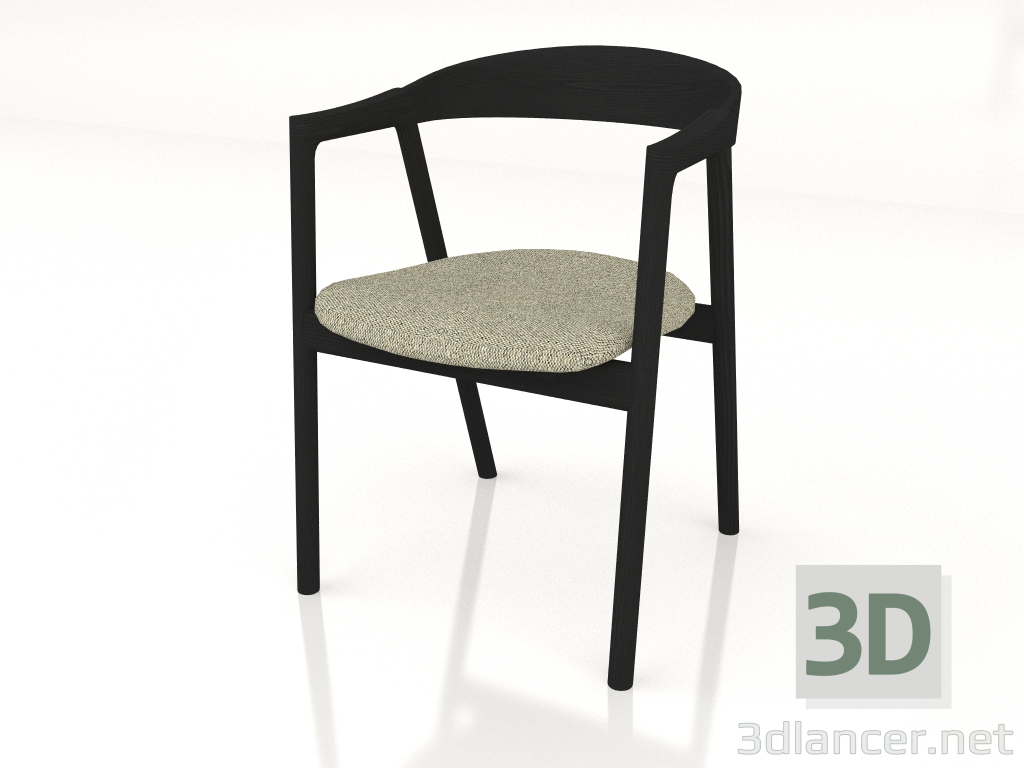 3d model Chair Muna upholstered in fabric (dark) - preview