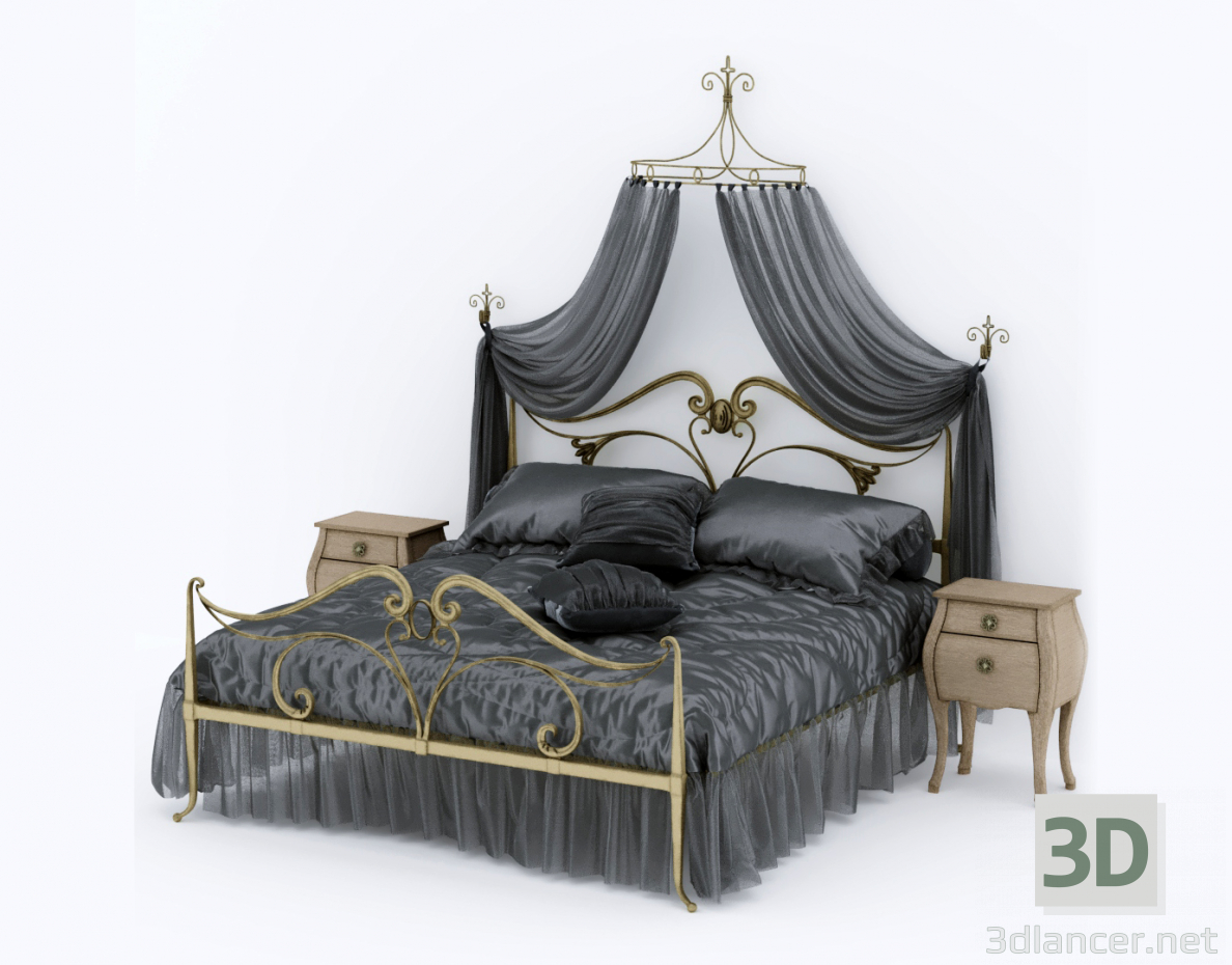 3d model Art Nouveau Style Bed 38751