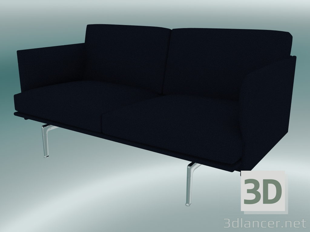 modello 3D Outline Studio Sofa (Vidar 554, Alluminio lucidato) - anteprima