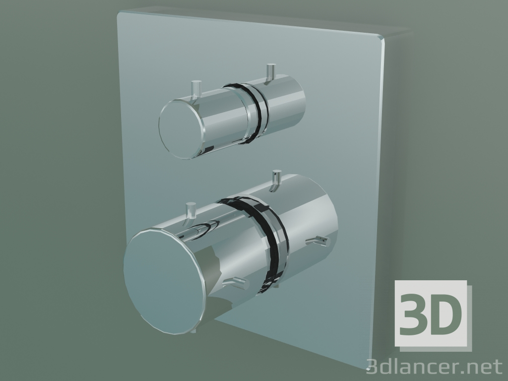 3d model Concealed thermostat with shut-off valve (10706000) - preview
