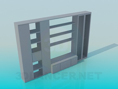 3d model Cabinet with open shelves - preview 3d model Cabinet with open shelves - preview