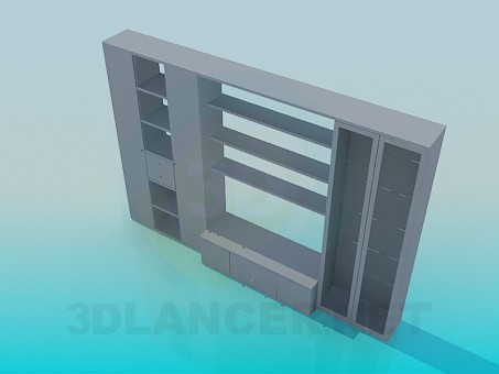 3d model Cabinet with open shelves - preview 3d model Cabinet with open shelves - preview