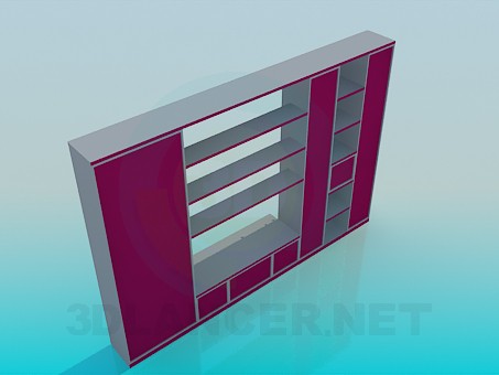 3d model Cabinet with open shelves - preview 3d model Cabinet with open shelves - preview