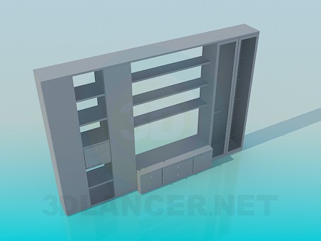 3d model Cabinet with open shelves - preview 3d model Cabinet with open shelves - preview