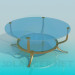 modèle 3D Table en verre avec pieds dorés - preview