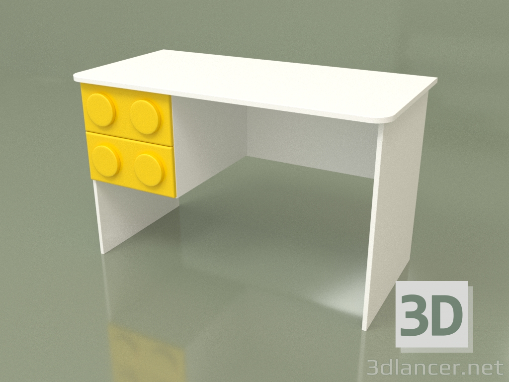 3D modeli Yazı masası sol (Sarı) - önizleme