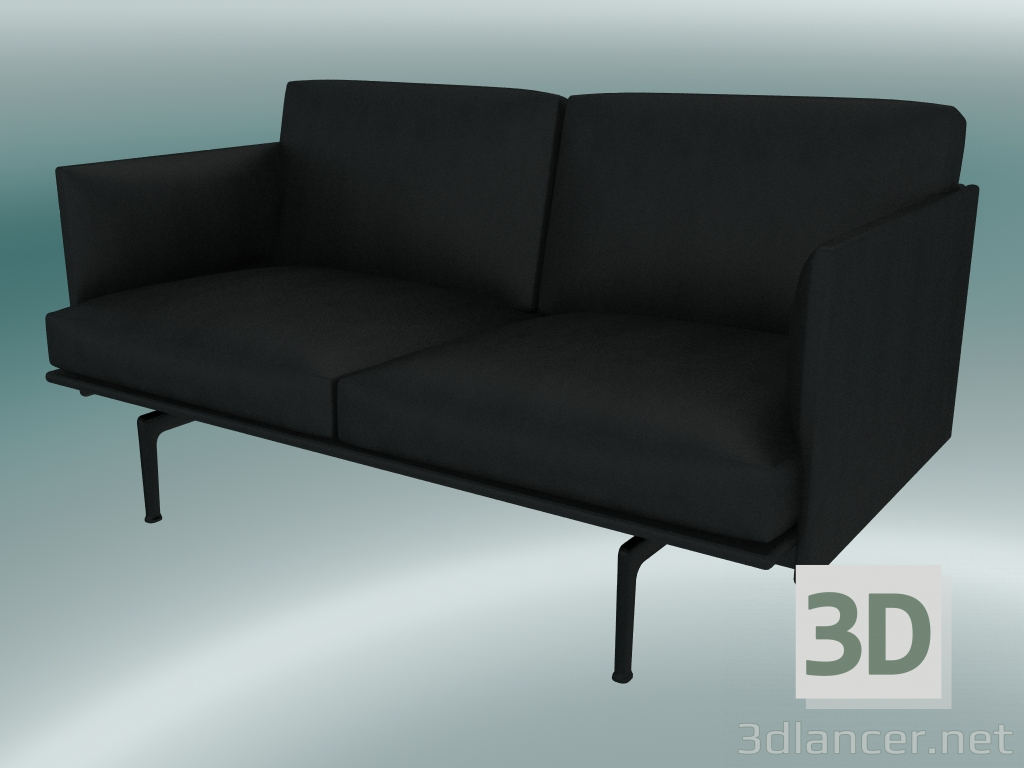 3D modeli Stüdyo kanepe Anahat (Rafine Siyah Deri, Siyah) - önizleme