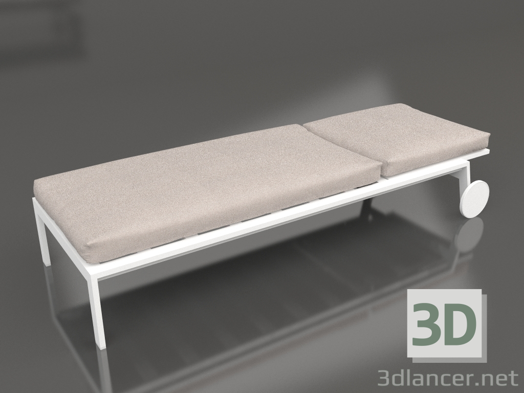 modèle 3D Chaise longue à roulettes (Blanc) - preview