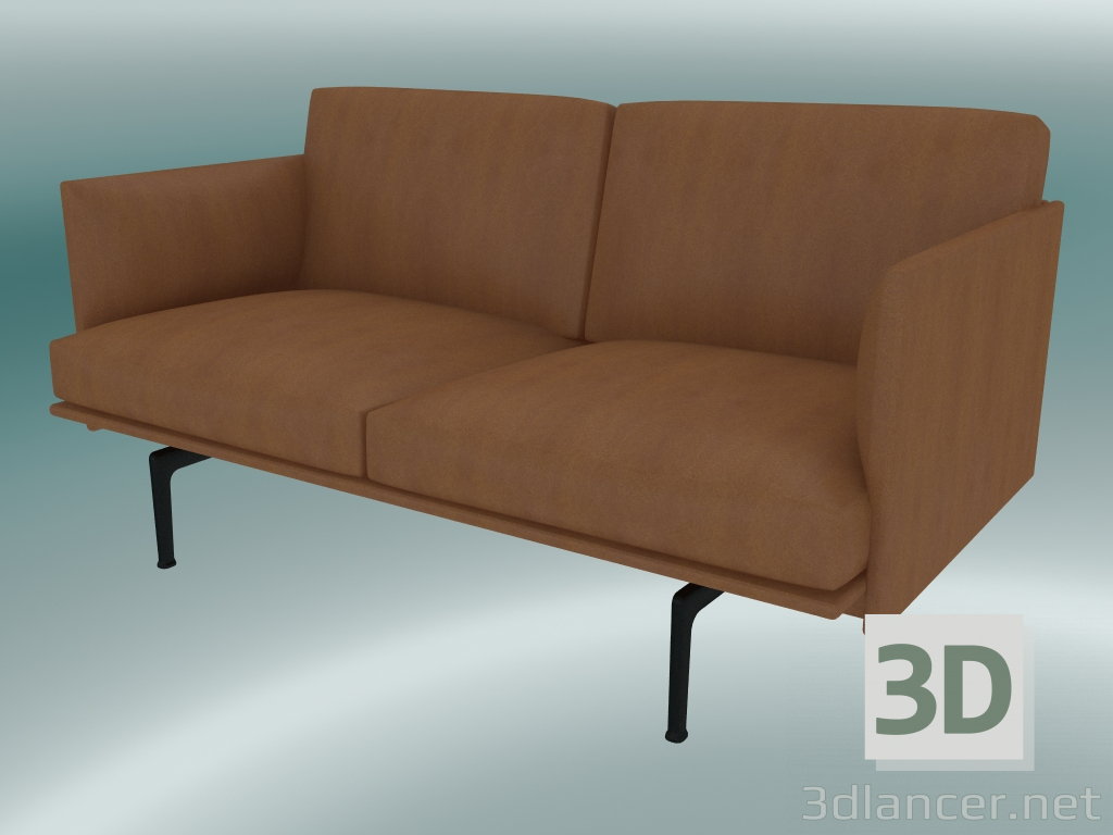 3d model Studio sofa Outline (Refine Cognac Leather, Black) - preview