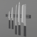 3d Set of 5 kitchen knives model buy - render