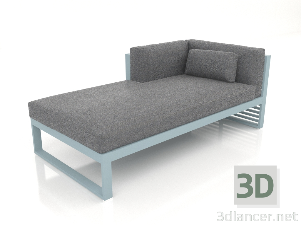 modèle 3D Canapé modulable, section 2 gauche (Bleu gris) - preview