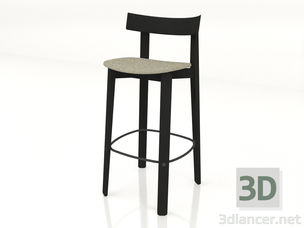 3d model Bar stool Nora upholstered in fabric (dark) - preview