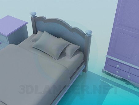 3d модель Мебель в детскую комнату – превью 3d модель Мебель в детскую комнату – превью