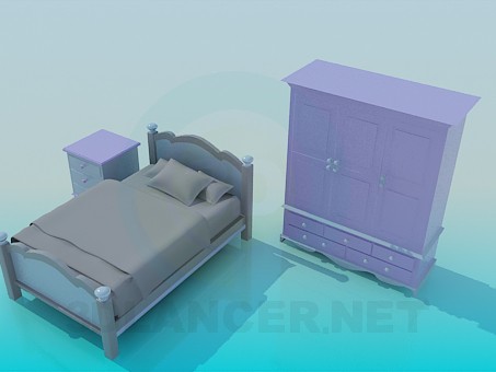 3d модель Мебель в детскую комнату – превью 3d модель Мебель в детскую комнату – превью