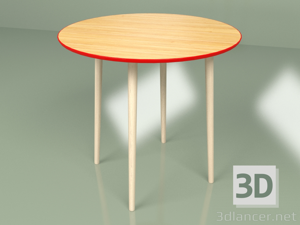 modello 3D Tavolo medio Sputnik 80 cm impiallacciato (rosso) - anteprima