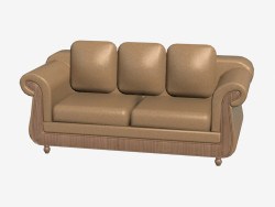 Leather sofa with wood trim