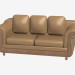 3d модель Шкіряний диван з дерев'яною обробкою – превью