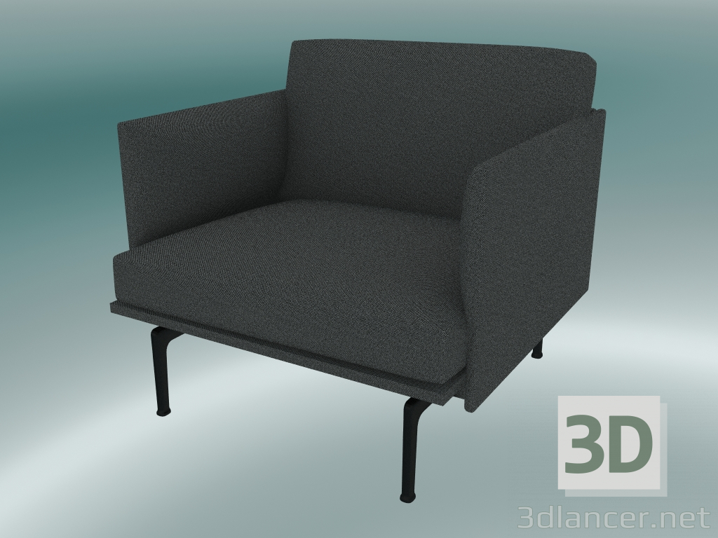 modello 3D Chair studio Outline (Hallingdal 166, Nero) - anteprima
