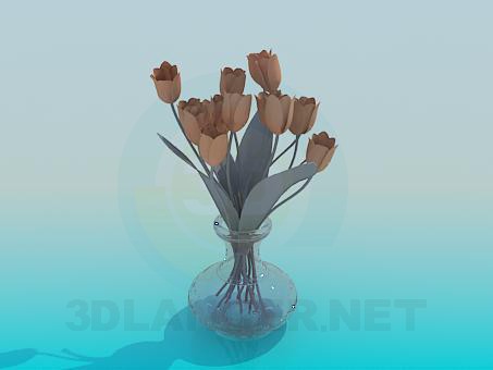modello 3D Tulipani in un vaso - anteprima