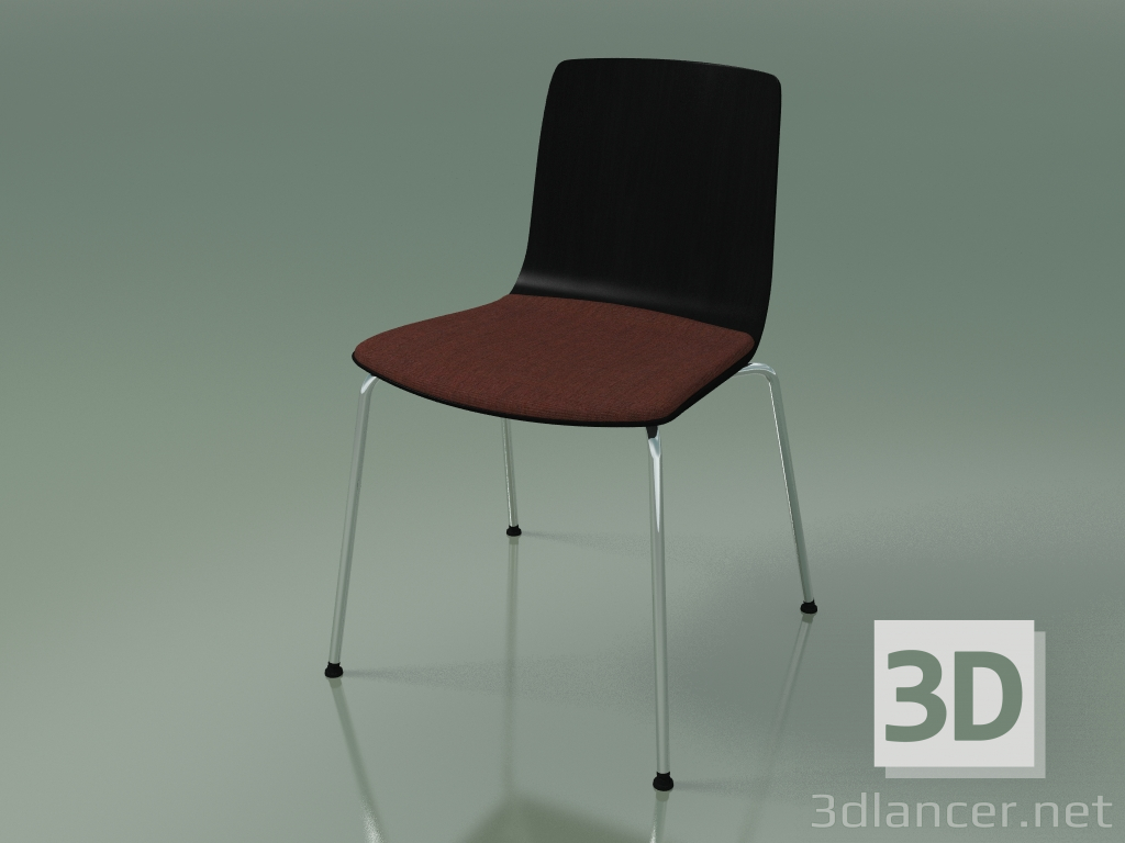 3D Modell Stuhl 3973 (4 Metallbeine, mit einem Kissen auf dem Sitz, schwarze Birke) - Vorschau
