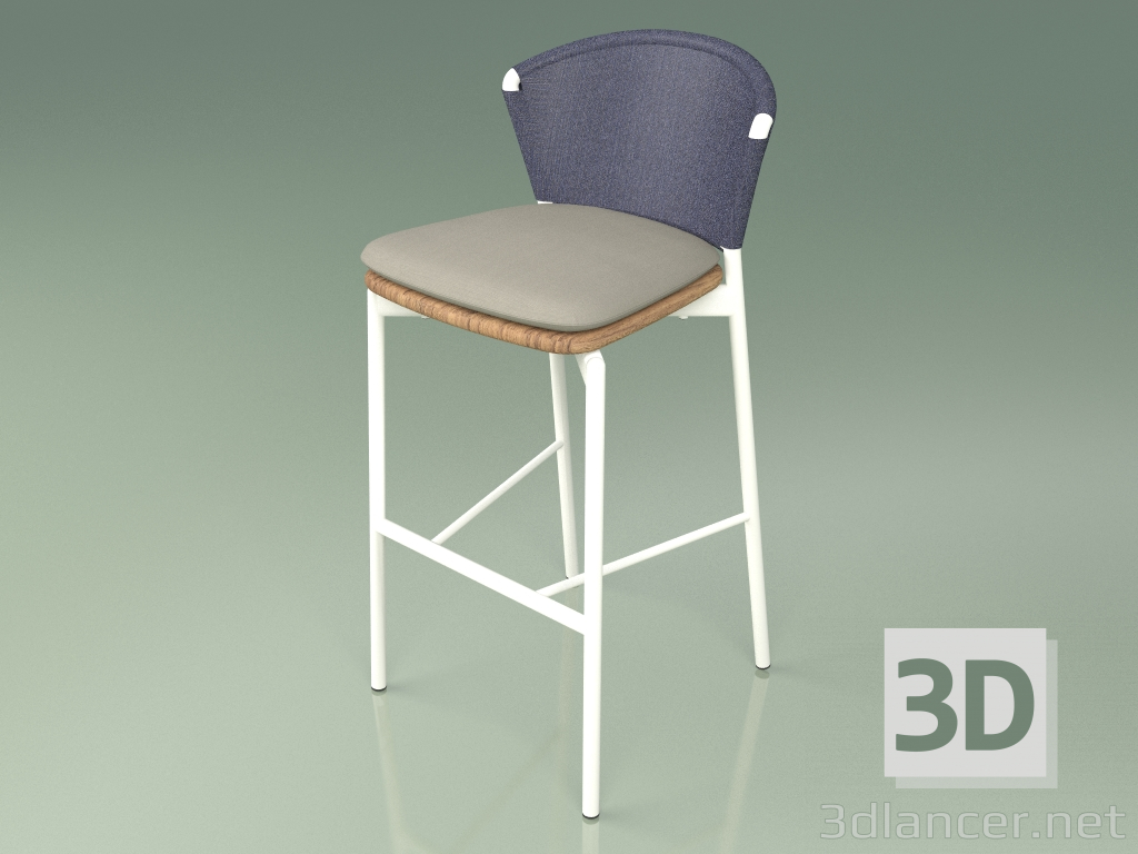 3d model Bar stool 050 (Blue, Metal Milk, Teak) - preview