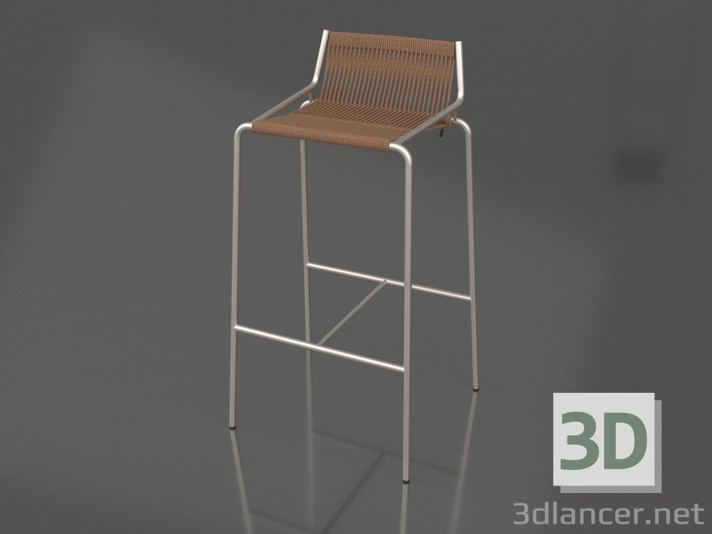 3D modeli Bar taburesi Noel H77 (Çelik Tabanlı, Kahverengi Yün) - önizleme