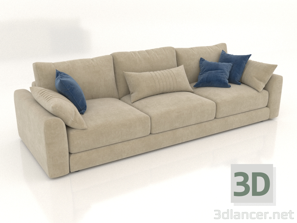 3D modeli 3'lü düz kanepe SHERLOCK (döşeme seçeneği 2) - önizleme