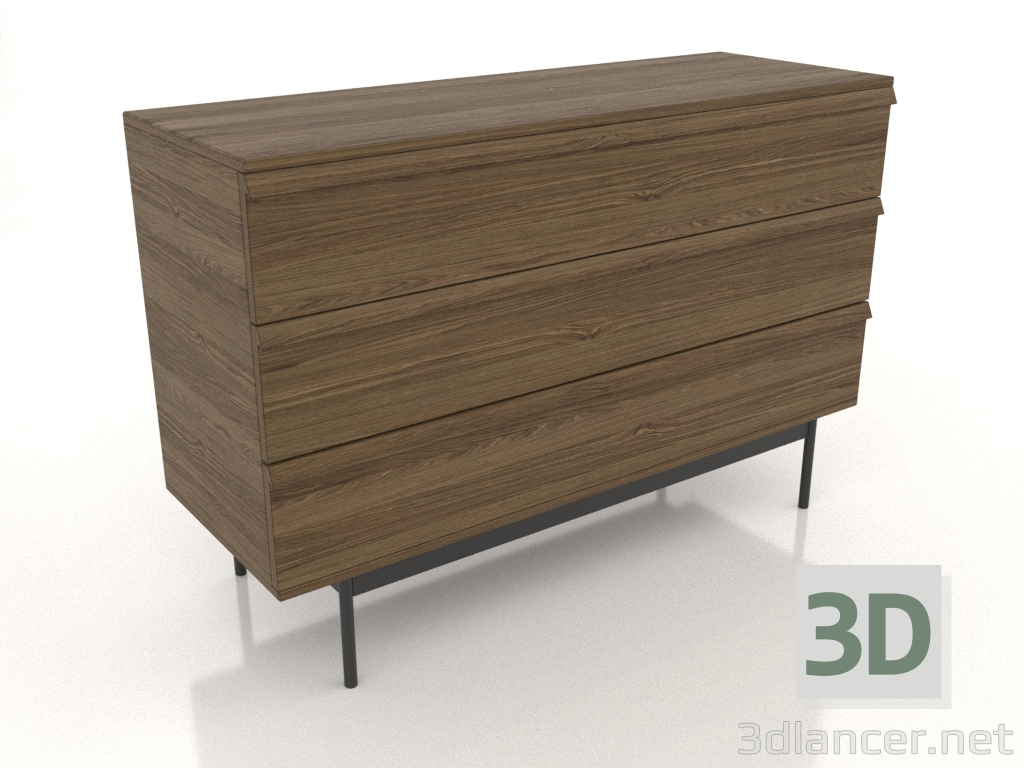 3D modeli Çekmeceli dolap 3 METAL 1200x400x800 (parlak dişbudak ceviz) - önizleme