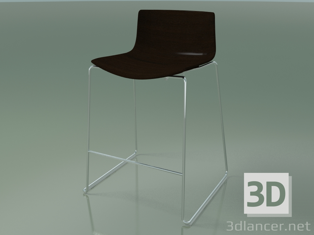 modèle 3D Chaise de bar 0572 (sur un traîneau, sans rembourrage, wengé) - preview