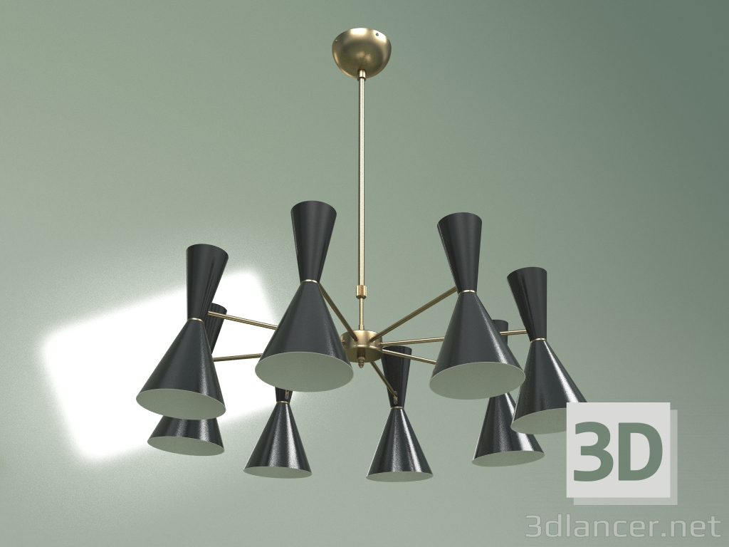 modello 3D Lampada da soffitto Stilnovo Style, 8 luci (nero) - anteprima