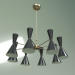 3d model Ceiling lamp Stilnovo Style, 8 lights (black) - preview