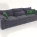 3d model Straight 3-seater sofa SHERLOCK (upholstery option 3) - preview