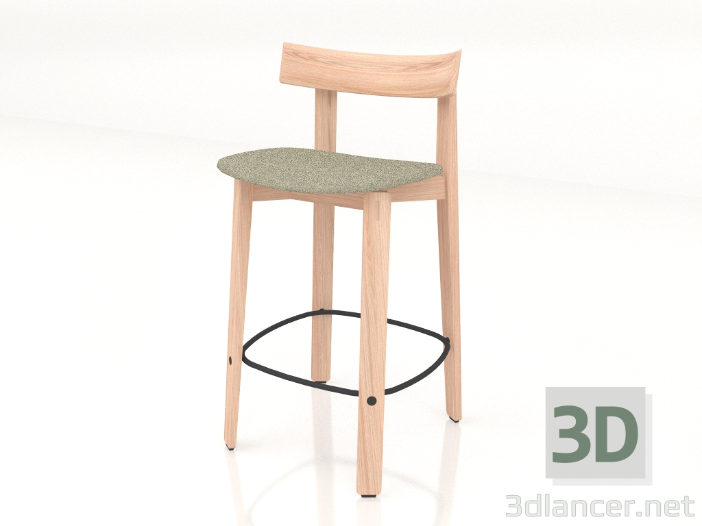 Modelo 3d Cadeira semi-barra Nora com estofamento em tecido (leve) - preview