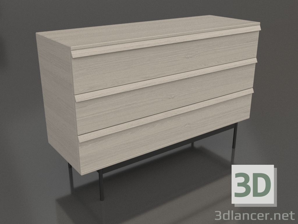 3D modeli Çekmeceli dolap 3 METAL 1200x400x800 (beyaz RAL 9010) - önizleme