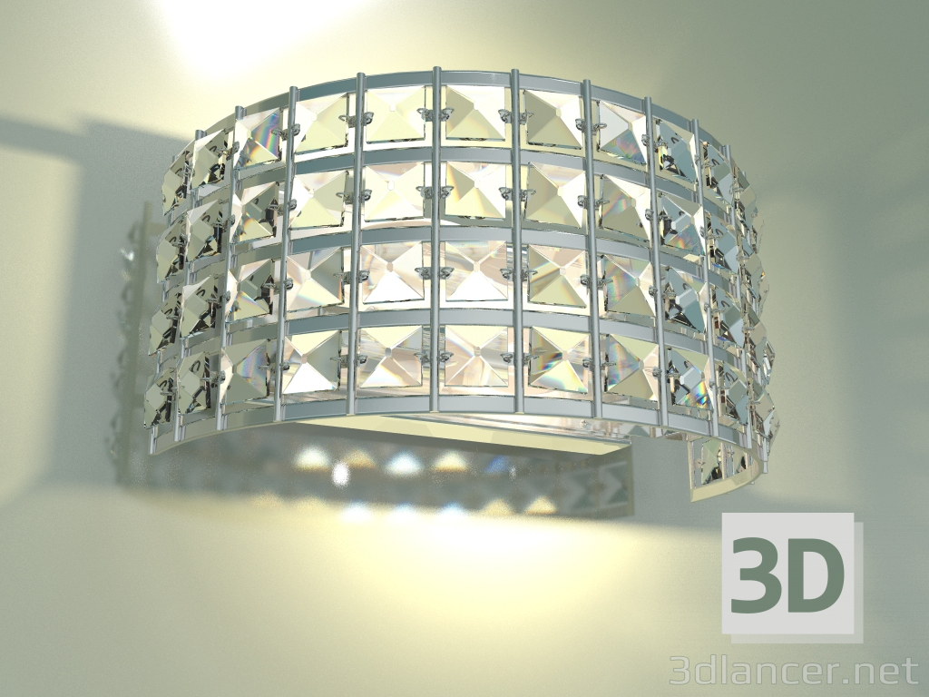 modello 3D Lampada da parete Kira 10115-2 (cromo cristallo trasparente Strotskis) - anteprima