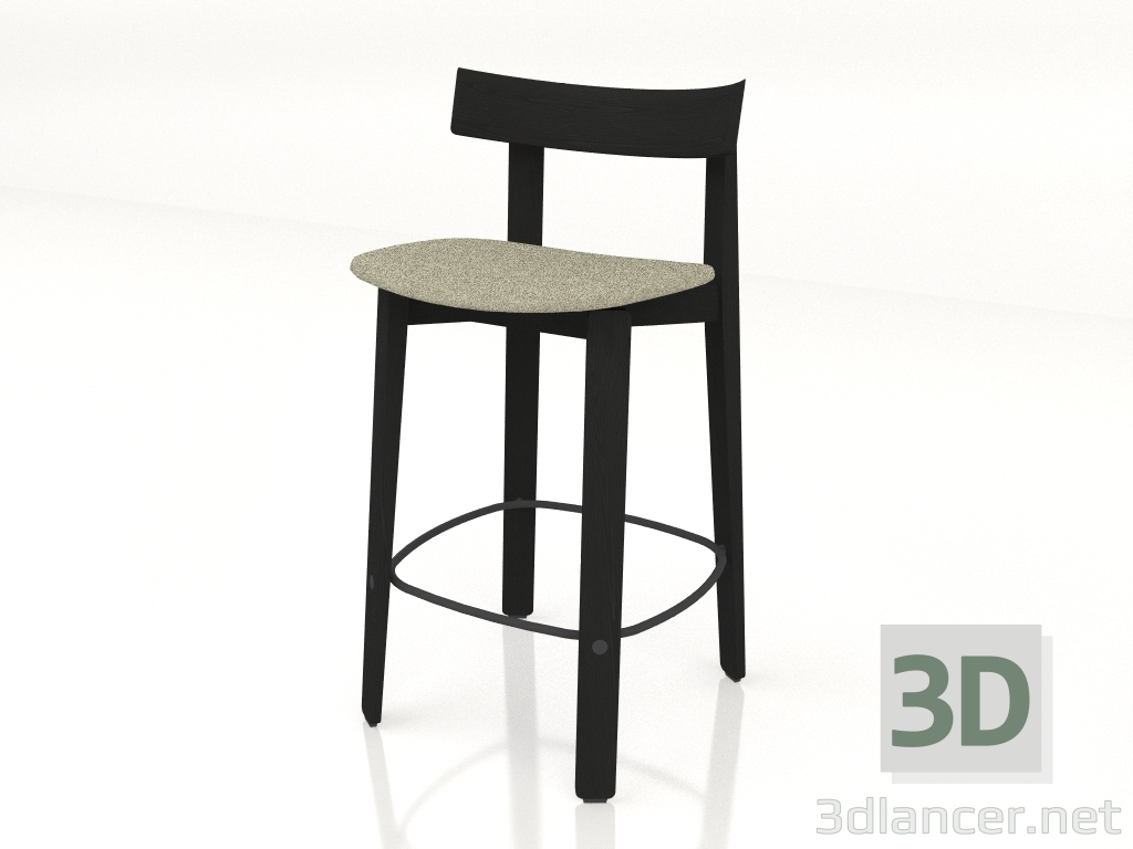 modèle 3D Chaise semi-bar Nora avec revêtement en tissu (foncé) - preview