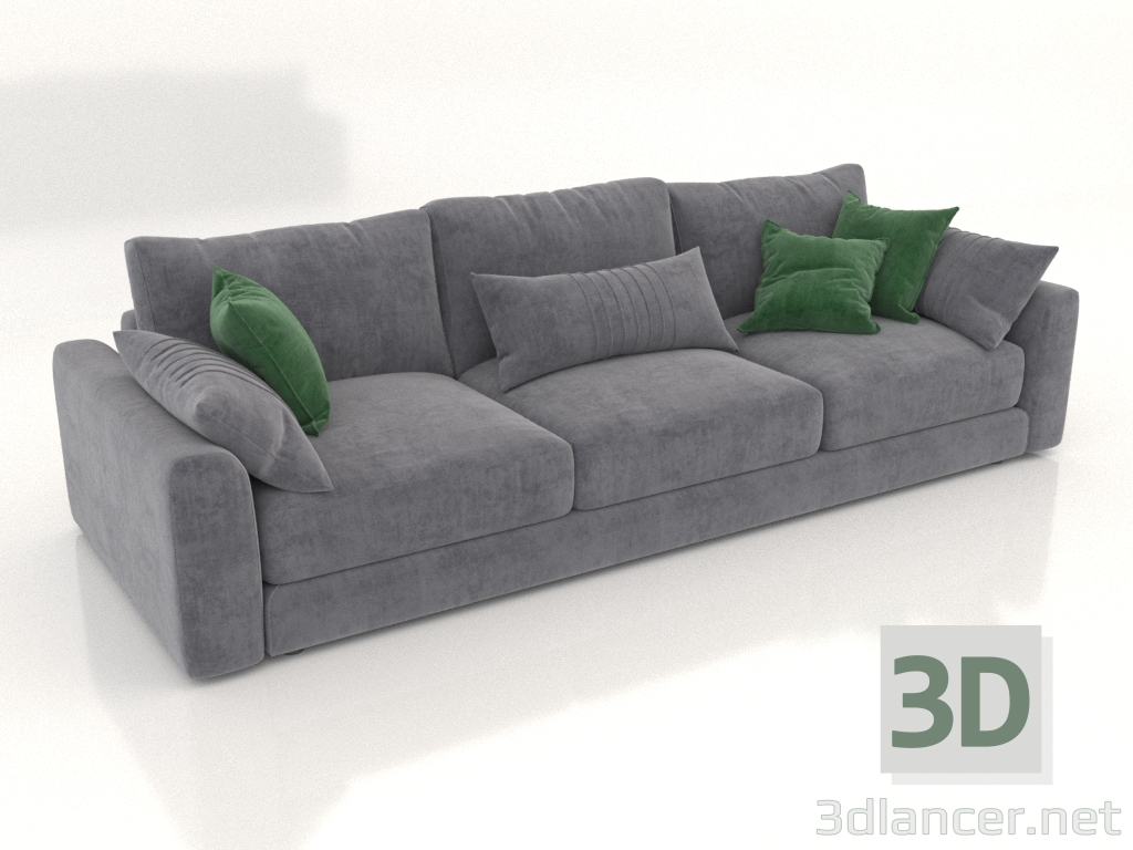 3D modeli 3'lü düz kanepe SHERLOCK (döşeme seçeneği 5) - önizleme