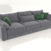 3d model Straight 3-seater sofa SHERLOCK (upholstery option 5) - preview