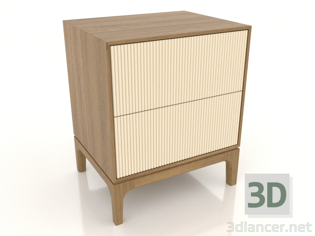 3d model Mesita de noche FARGO 2 cajones con frontales fresados (vainilla, roble natural, opción 3) - vista previa
