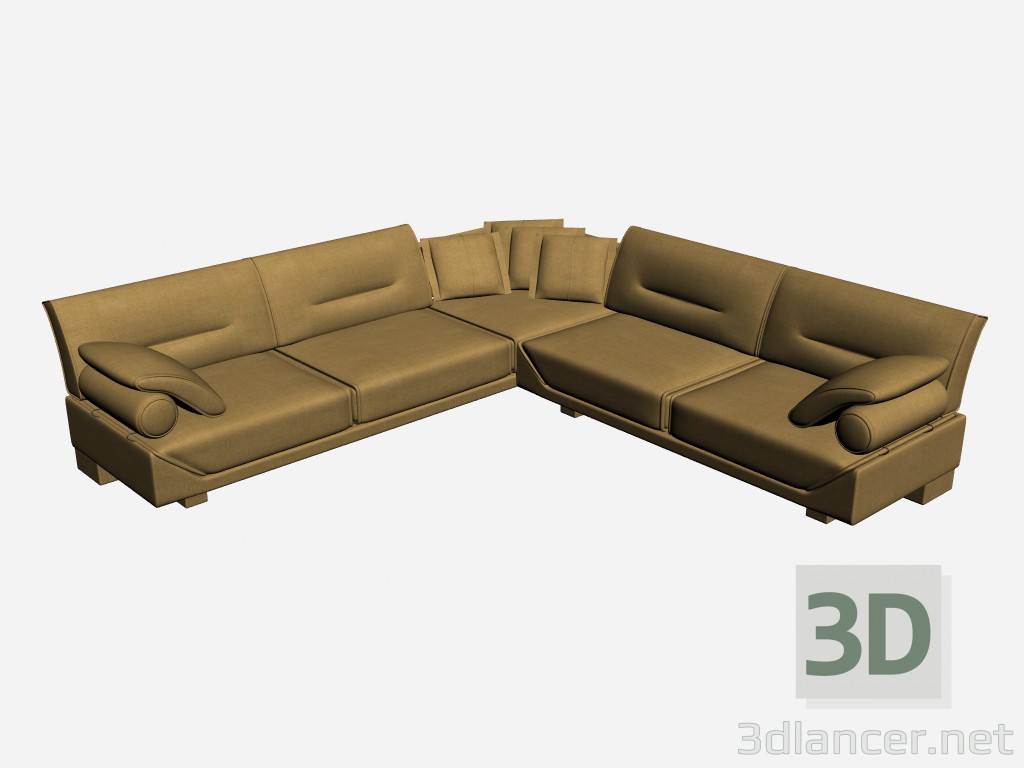 modèle 3D Canapé d’appartement mer vue excellente luxe - preview