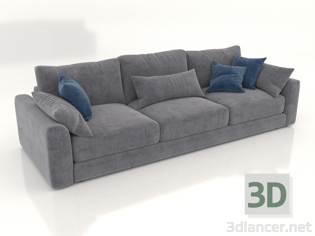 3D modeli 3'lü düz kanepe SHERLOCK (döşeme seçeneği 6) - önizleme