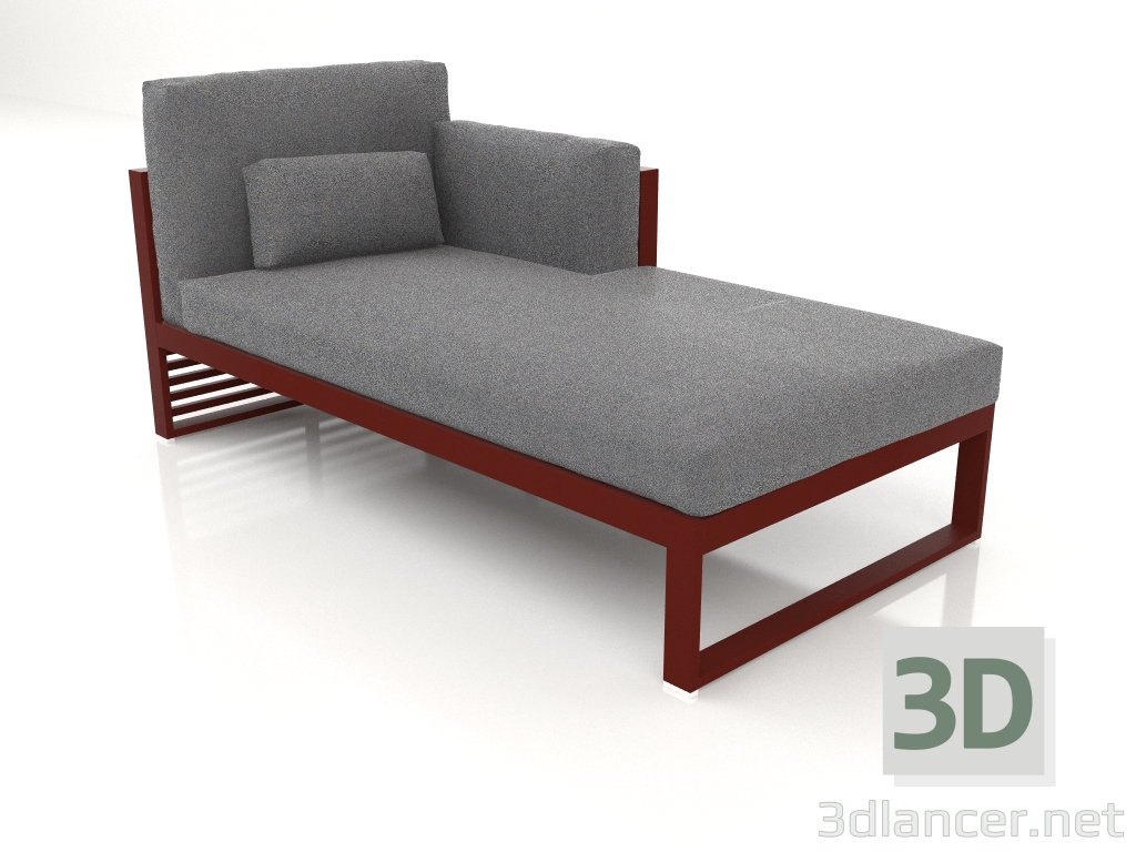 3d model Modular sofa, section 2 right, high back (Wine red) - preview