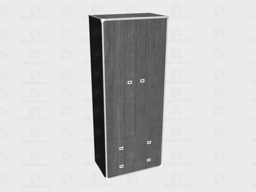 3d model 2-door wardrobe with drawers - preview