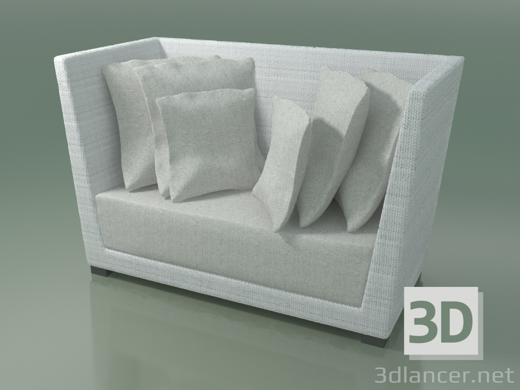 modello 3D Sedia per due con schienale alto in polietilene InOut bianco-grigio intrecciato (502) - anteprima