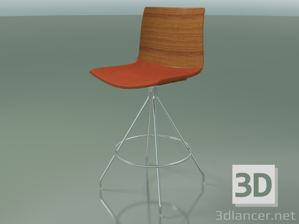 modèle 3D Tabouret de bar 0306 (avec coussin d'assise, effet teck) - preview
